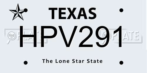 HPV291 Texas License Plate