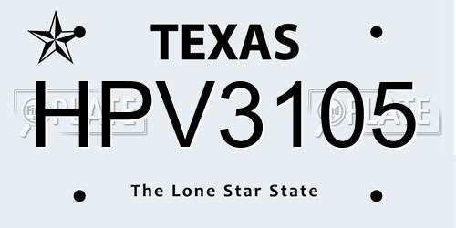 HPV3105 Texas License Plate