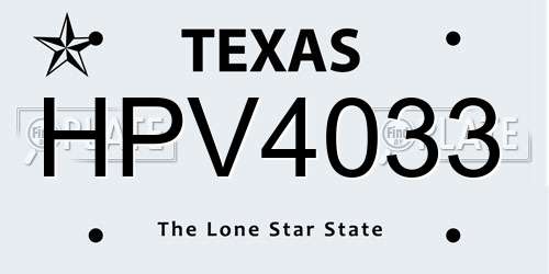 HPV4033 Texas License Plate