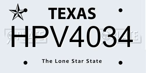 HPV4034 Texas License Plate