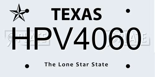 HPV4060 Texas License Plate