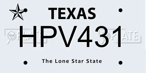 HPV431 Texas License Plate