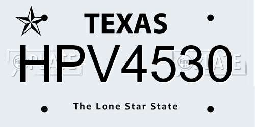 HPV4530 Texas License Plate