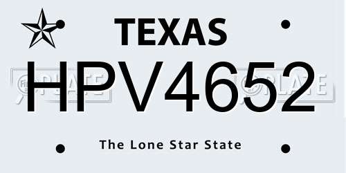 HPV4652 Texas License Plate
