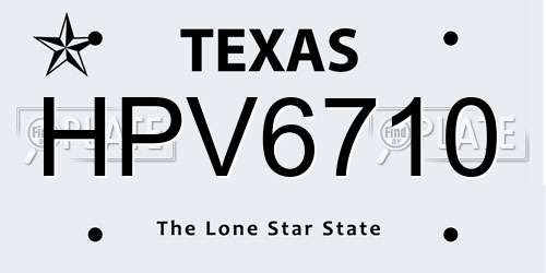 HPV6710 Texas License Plate