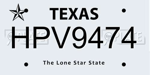 HPV9474 Texas License Plate