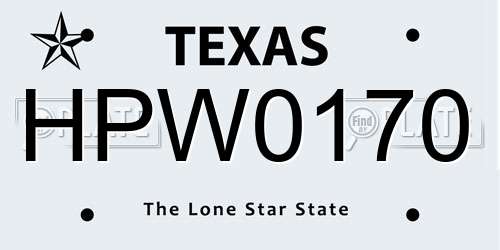 HPW0170 Texas License Plate