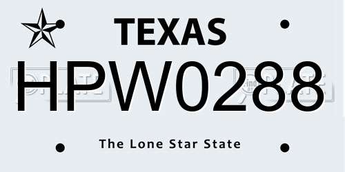 HPW0288 Texas License Plate