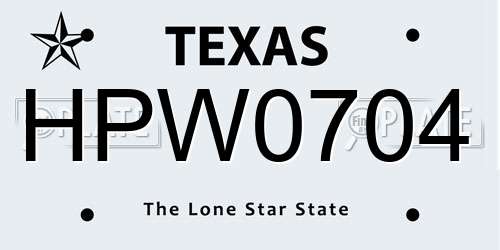 HPW0704 Texas License Plate
