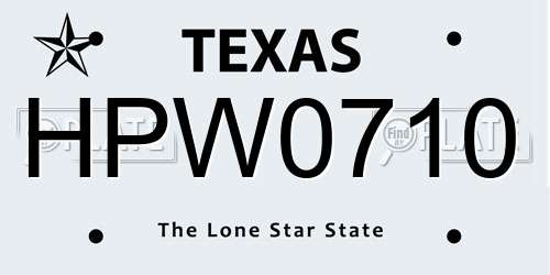 HPW0710 Texas License Plate