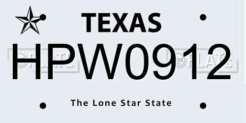 HPW0912 Texas License Plate