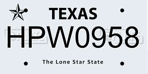 HPW0958 Texas License Plate