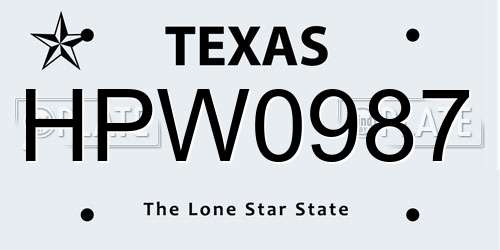HPW0987 Texas License Plate