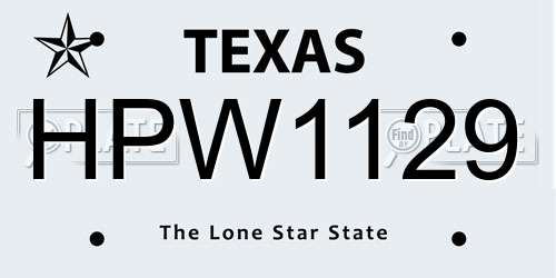 HPW1129 Texas License Plate