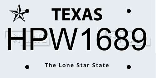 HPW1689 Texas License Plate