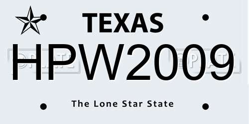 HPW2009 Texas License Plate