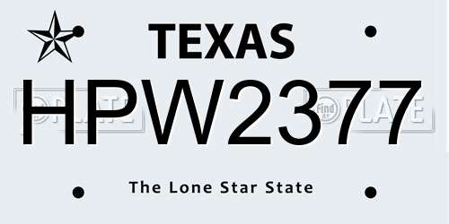 HPW2377 Texas License Plate