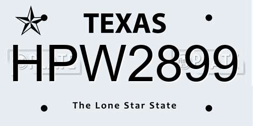 HPW2899 Texas License Plate