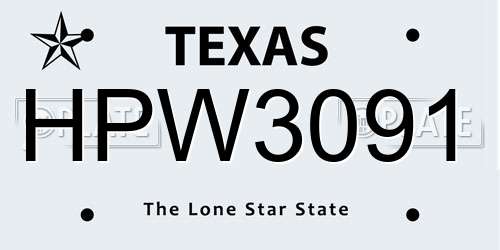 HPW3091 Texas License Plate