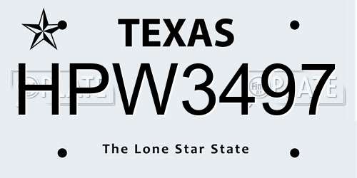 HPW3497 Texas License Plate