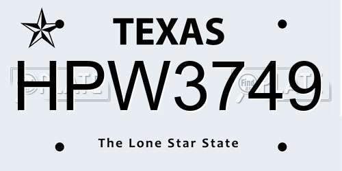 HPW3749 Texas License Plate