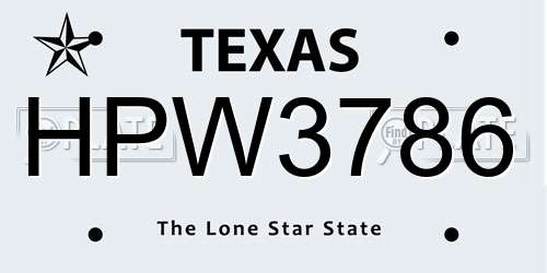 HPW3786 Texas License Plate