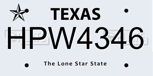 HPW4346 Texas License Plate