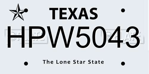 HPW5043 Texas License Plate