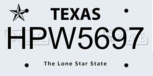 HPW5697 Texas License Plate
