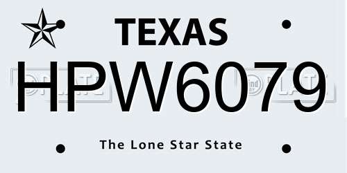 HPW6079 Texas License Plate