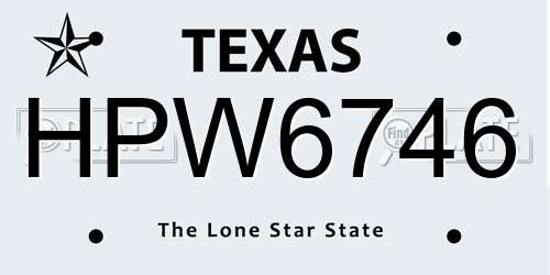 HPW6746 Texas License Plate