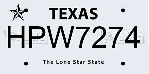 HPW7274 Texas License Plate