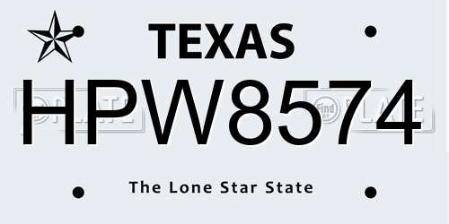 HPW8574 Texas License Plate