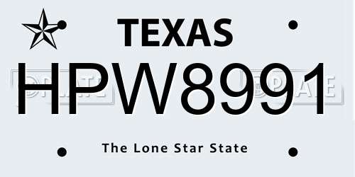 HPW8991 Texas License Plate
