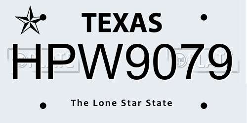 HPW9079 Texas License Plate
