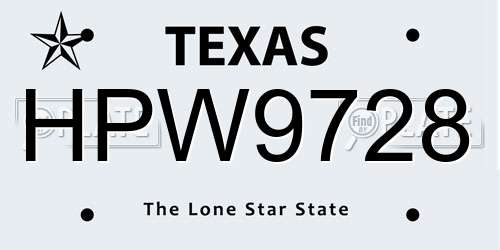 HPW9728 Texas License Plate