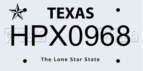 HPX0968 Texas License Plate