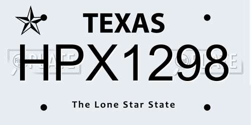 HPX1298 Texas License Plate