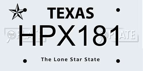 HPX181 Texas License Plate