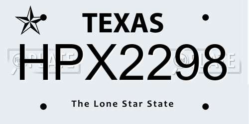 HPX2298 Texas License Plate