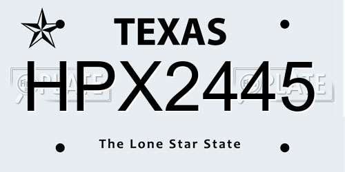 HPX2445 Texas License Plate