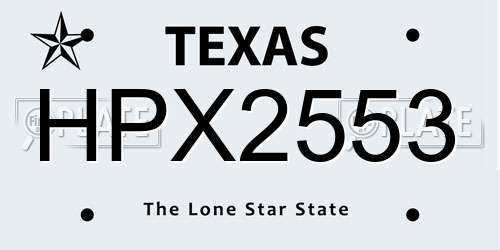 HPX2553 Texas License Plate