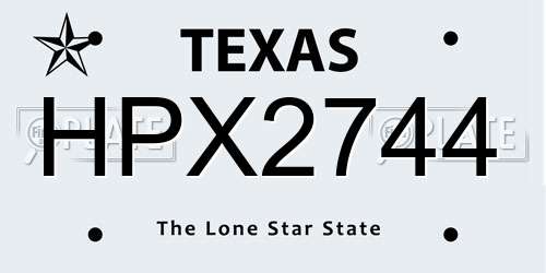 HPX2744 Texas License Plate