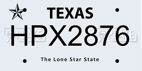 HPX2876 Texas License Plate