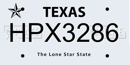 HPX3286 Texas License Plate