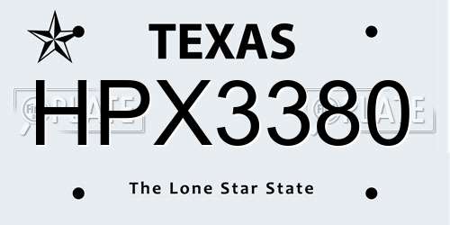 HPX3380 Texas License Plate