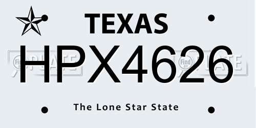 HPX4626 Texas License Plate