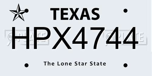 HPX4744 Texas License Plate