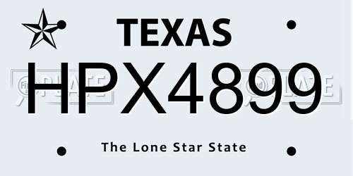 HPX4899 Texas License Plate