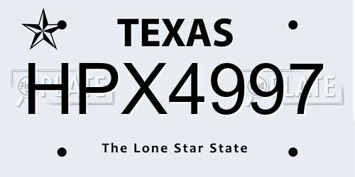 HPX4997 Texas License Plate